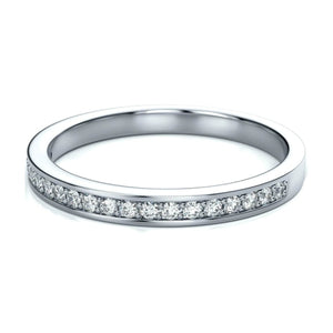 Half Eternity Platinum Wedding Band with Pave Setting Diamonds JL PT 678