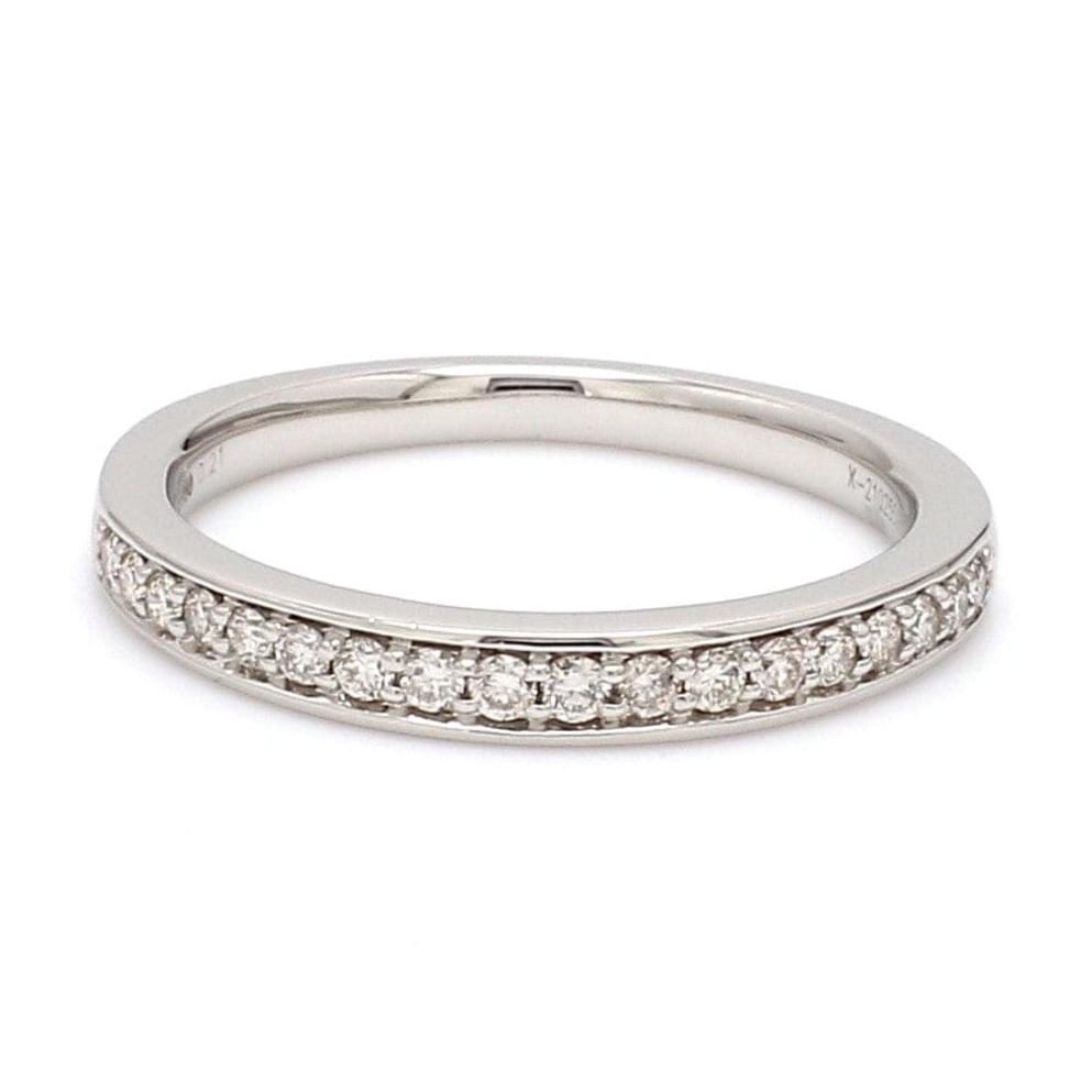 Half Eternity Platinum Wedding Band with Pave Setting Diamonds JL PT 678