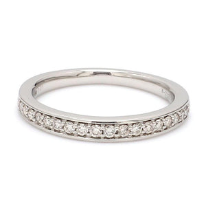 Half Eternity Platinum Wedding Band with Pave Setting Diamonds JL PT 678