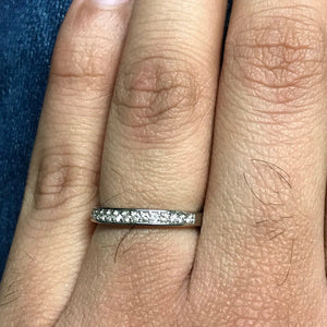 Half Eternity Platinum Wedding Band with Pave Setting Diamonds JL PT 678