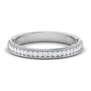 Half Eternity Ring with Diamonds and Milgrain Finish in Platinum JL PT 543