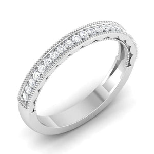 Half Eternity Ring with Diamonds and Milgrain Finish in Platinum JL PT 543