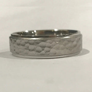 Hammered Platinum Wedding Band for Men JL PT 491