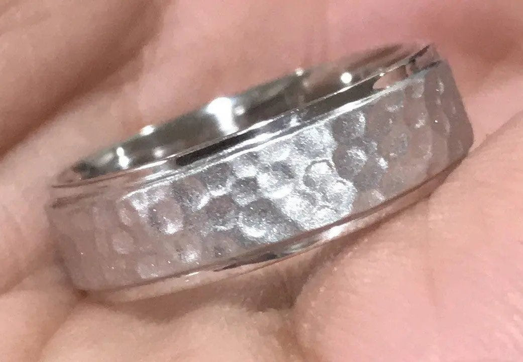 Hammered Platinum Wedding Band for Men JL PT 491