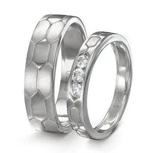 Hexagonal Textured Platinum Love Bands JL PT 422