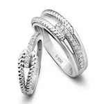 Load image into Gallery viewer, Hi-polish Rope Style Platinum Love Bands with Diamonds JL PT 215
