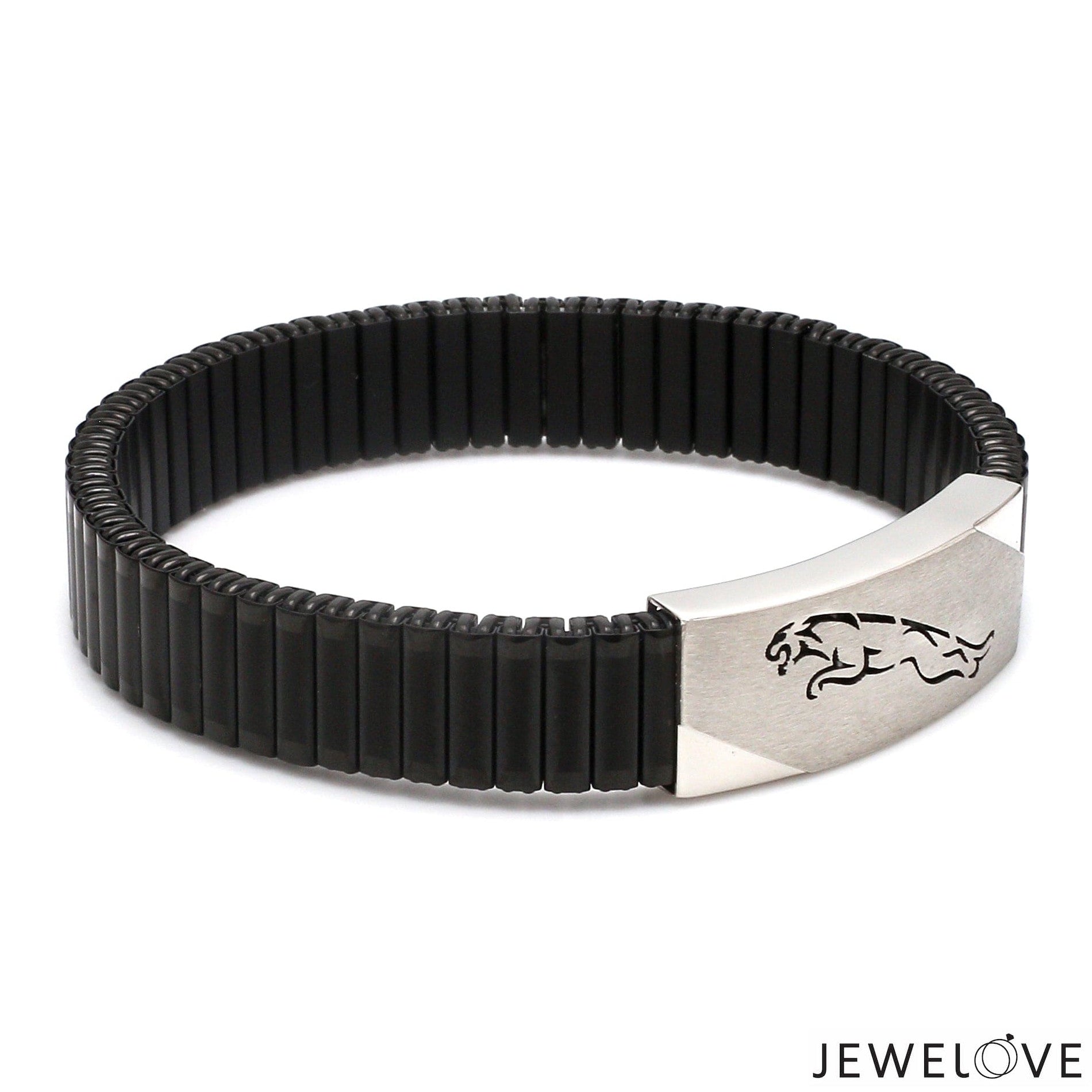 Jaguar Platinum Black Band Bracelet for Men - Flexible JL PTB 1208