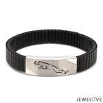 Load image into Gallery viewer, Jaguar Platinum Black Band Bracelet for Men - Flexible JL PTB 1208
