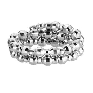 Japanese 2 Row Flexible Size Platinum Ring with Diamond Cut Balls JL PT 1020