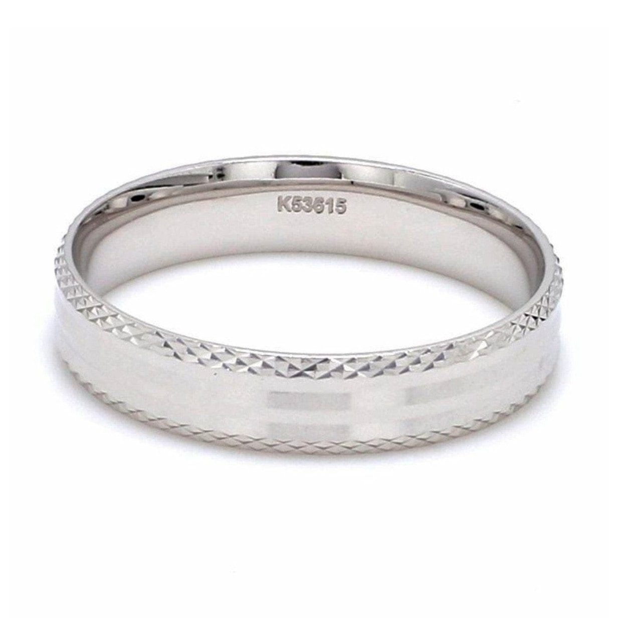 Japanese Designer Platinum Love Bands with Textured Edges JL PT 604