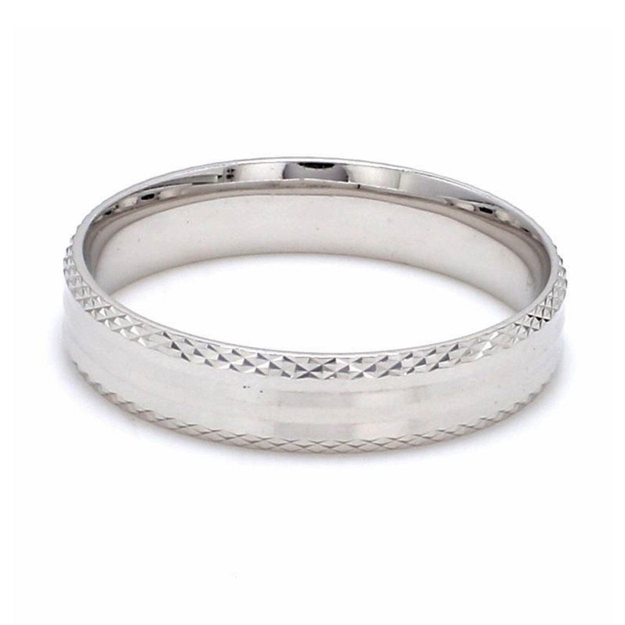 Japanese Designer Platinum Love Bands with Textured Edges JL PT 604