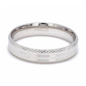 Japanese Designer Platinum Love Bands with Textured Edges JL PT 604