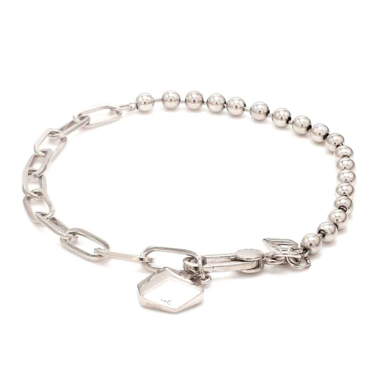 Japanese Links with Diamond Cut Balls Platinum Bracelet for Women JL PTB 1156