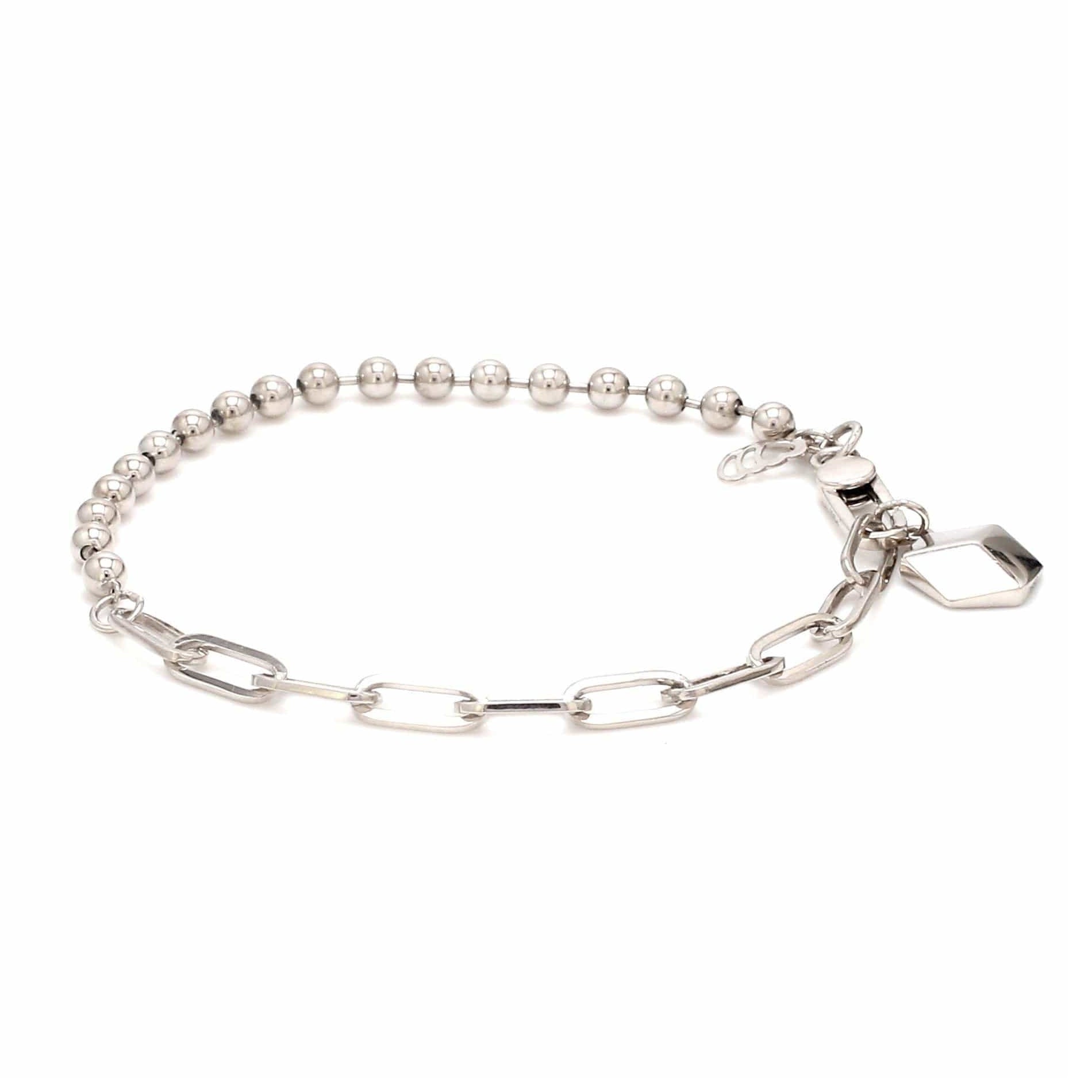 Japanese Links with Diamond Cut Balls Platinum Bracelet for Women JL PTB 1156