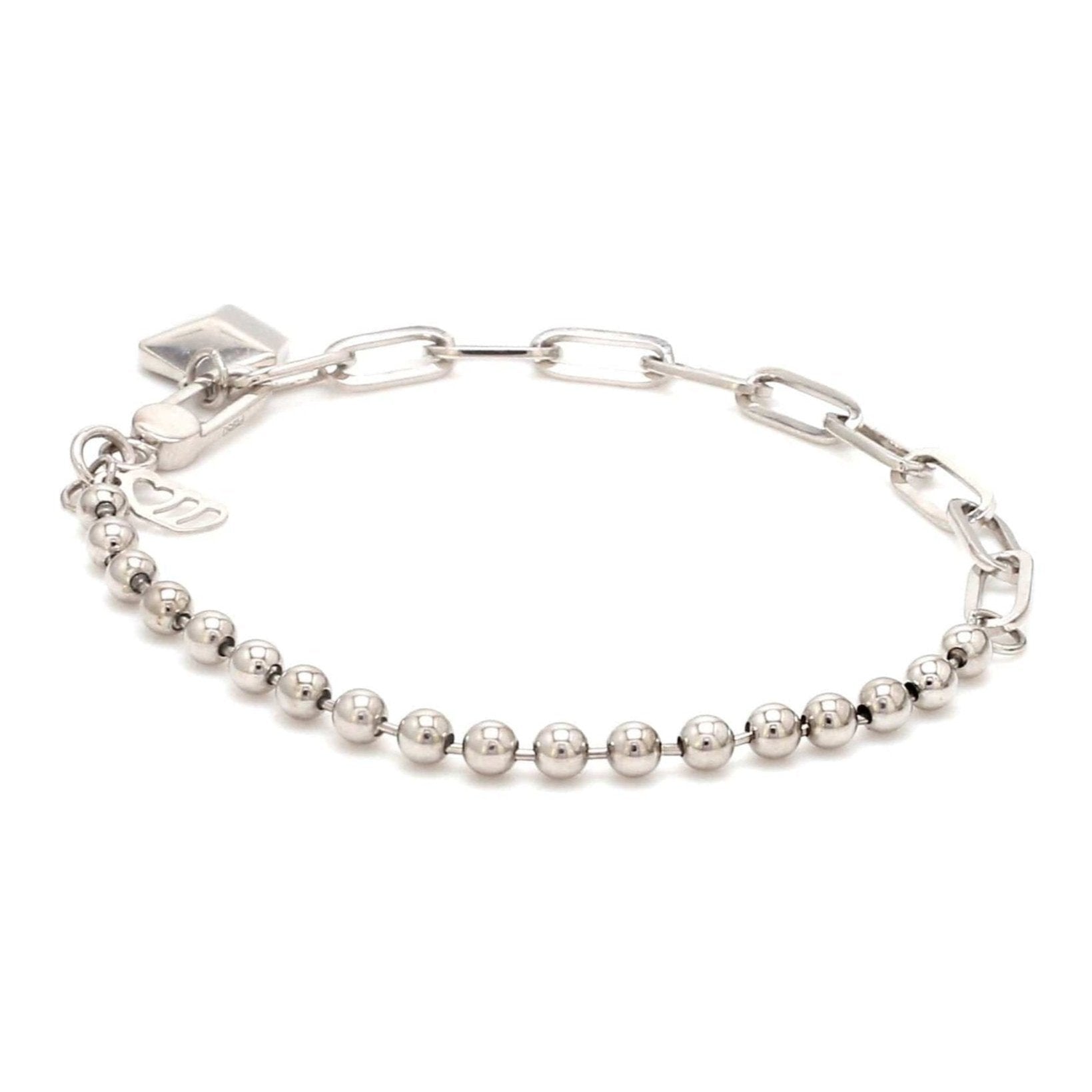 Japanese Links with Diamond Cut Balls Platinum Bracelet for Women JL PTB 1156