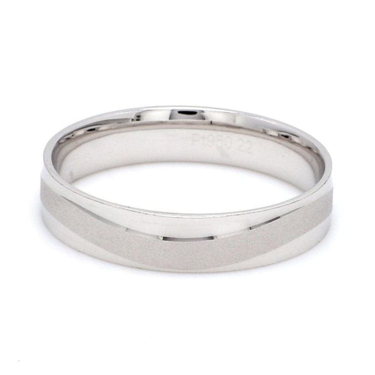 Japanese Plain Platinum Couple Rings with a Matte Finish Wave JL PT 610