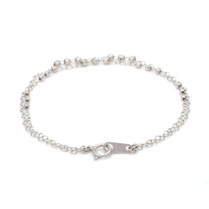 Japanese Platinum Double Chain Bracelet with Diamond Cut Balls Bracelet for Women JL PTB 1071