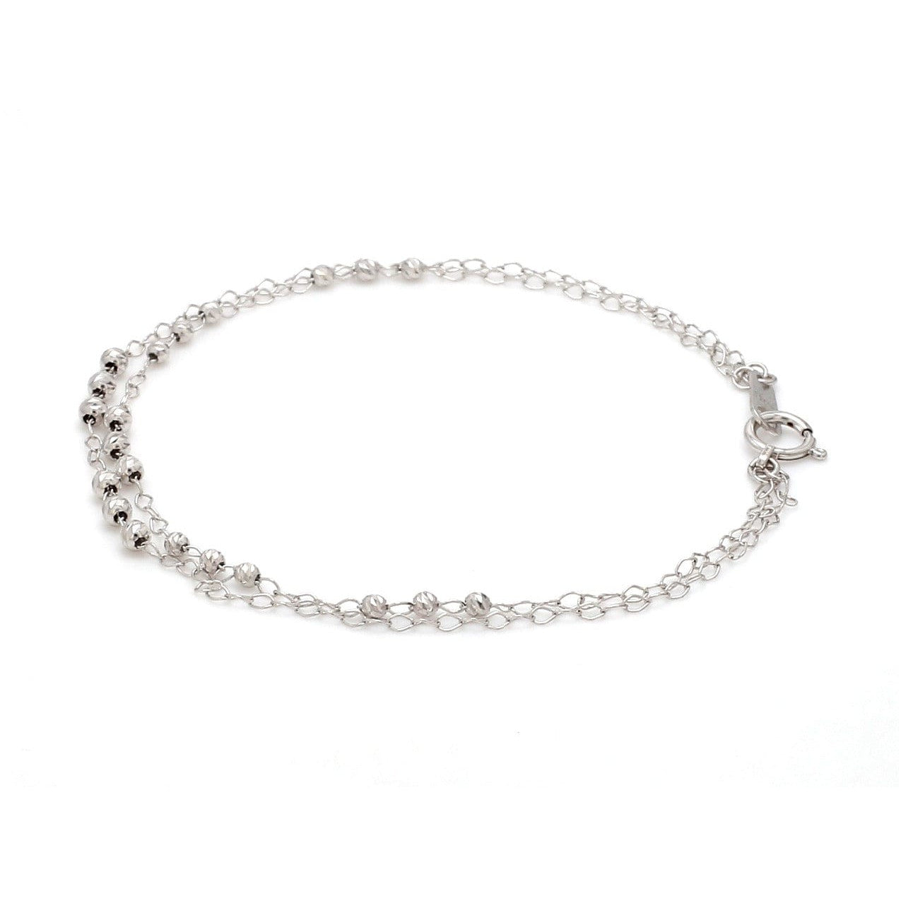 Japanese Platinum Double Chain Bracelet with Diamond Cut Balls Bracelet for Women JL PTB 1071