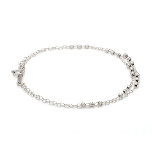 Japanese Platinum Double Chain Bracelet with Diamond Cut Balls Bracelet for Women JL PTB 1071