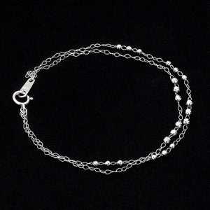 Japanese Platinum Double Chain Bracelet with Diamond Cut Balls Bracelet for Women JL PTB 1071