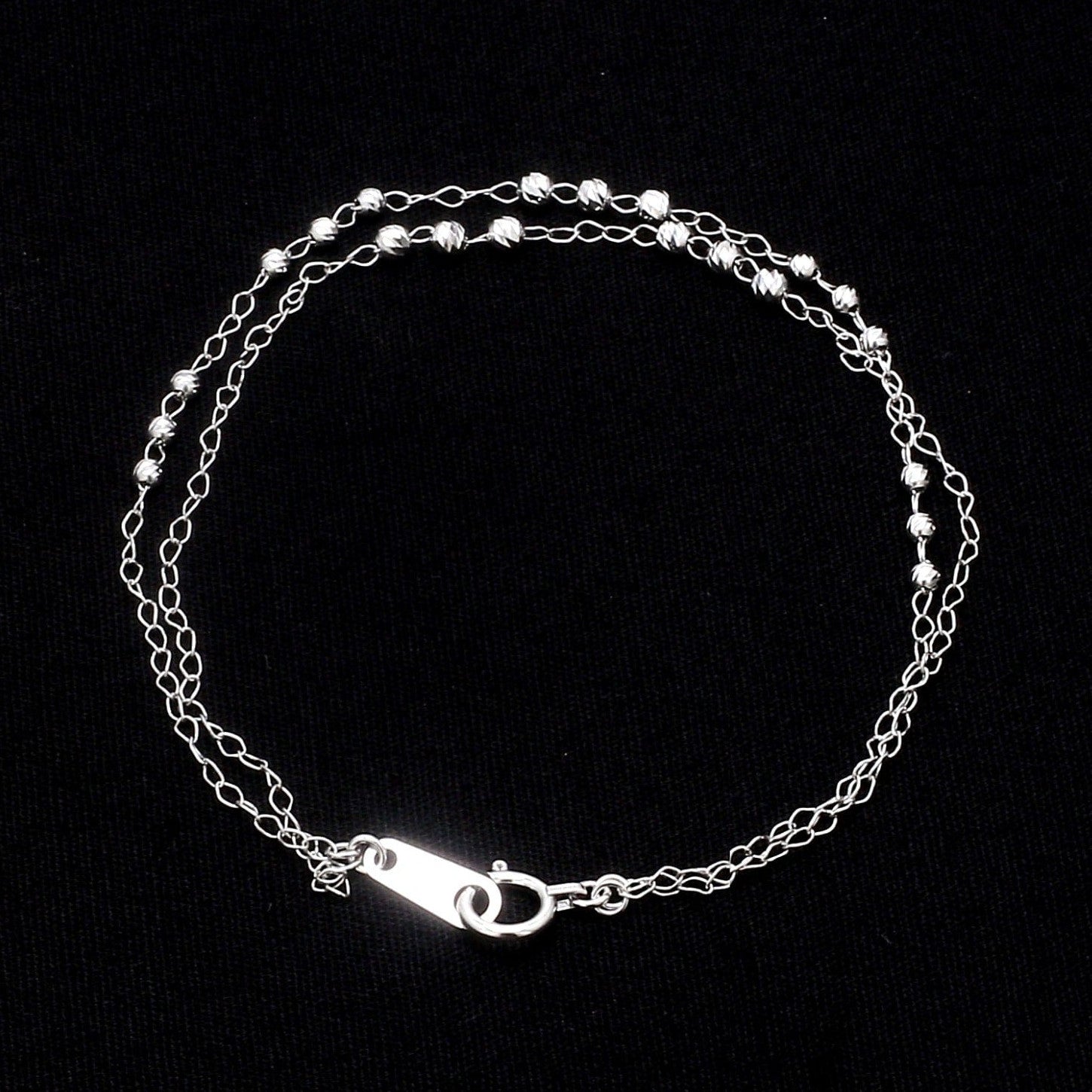 Japanese Platinum Double Chain Bracelet with Diamond Cut Balls Bracelet for Women JL PTB 1071