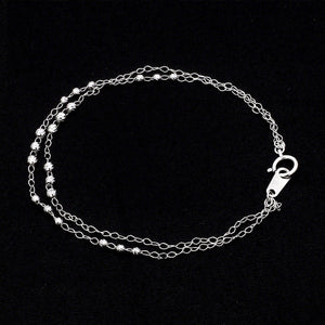 Japanese Platinum Double Chain Bracelet with Diamond Cut Balls Bracelet for Women JL PTB 1071