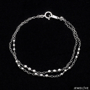 Japanese Platinum Double Chain Bracelet with Diamond Cut Balls Bracelet for Women JL PTB 1071