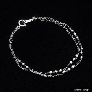 Japanese Platinum Double Chain Bracelet with Diamond Cut Balls Bracelet for Women JL PTB 1071