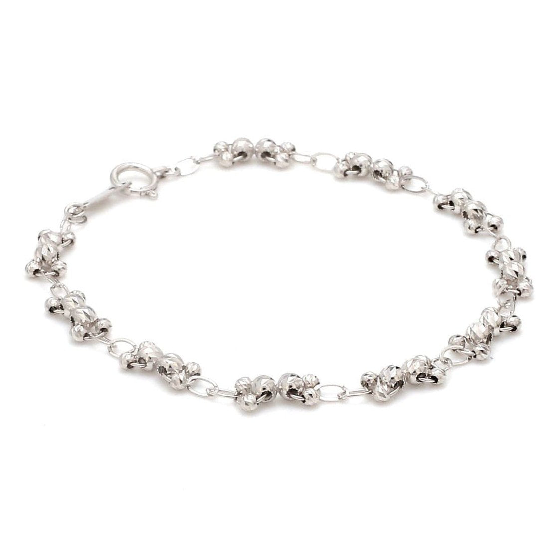 Japanese Platinum Light Weight Bracelet with Diamond Cut Balls  for Women JL PTB 1067