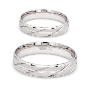 Japanese Platinum Love Bands with Slanting Grooves JL PT 608