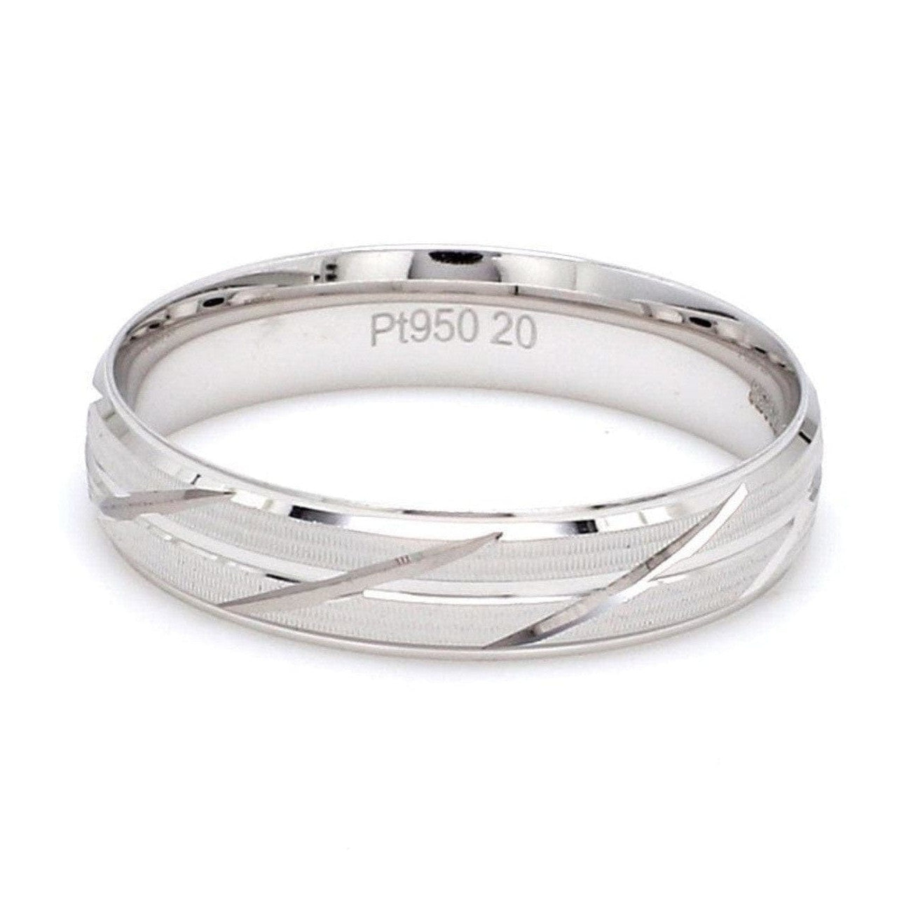 Japanese Platinum Love Bands with Slanting Grooves JL PT 608