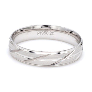 Japanese Platinum Love Bands with Slanting Grooves JL PT 608