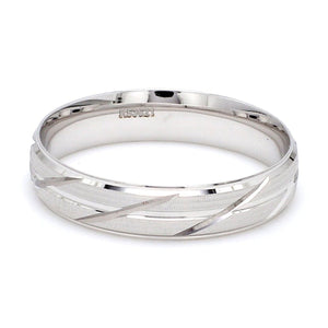 Japanese Platinum Love Bands with Slanting Grooves JL PT 608