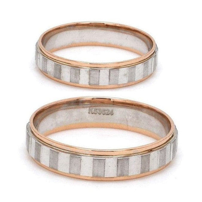 Japanese Platinum & Rose Gold Couple Rings with Square Blocks JL PT 602