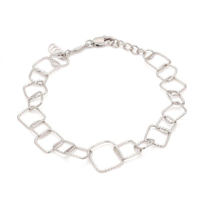 Japanese Platinum Square Links Bracelet for Women JL PTB 1167