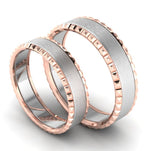 Load image into Gallery viewer, Matte Finish Platinum Love Bands with Designer Cut Rose Gold Borders JL PT 654
