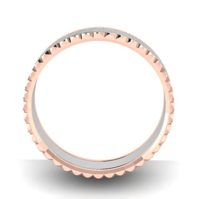 Matte Finish Platinum Love Bands with Designer Cut Rose Gold Borders JL PT 654