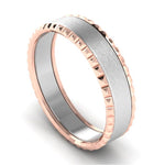 Load image into Gallery viewer, Matte Finish Platinum Love Bands with Designer Cut Rose Gold Borders JL PT 654
