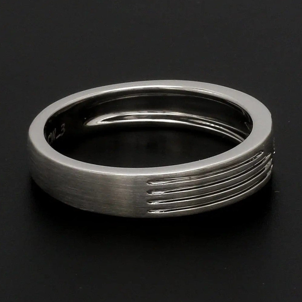 Matte Finish Platinum Love Bands with Parallel Lines JL PT 421