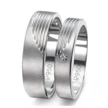 Matte Finish Platinum Love Bands with Parallel Lines JL PT 421