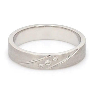 Matte Finish Platinum Love Bands with Slanting Lines JL PT 474