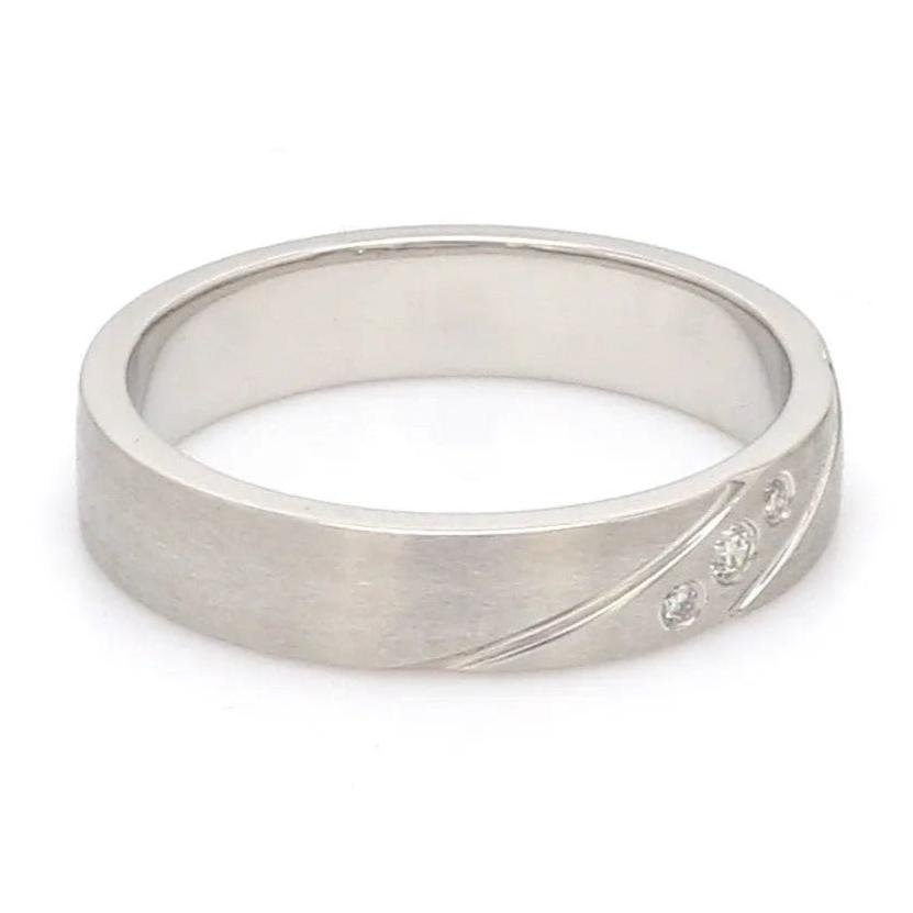 Matte Finish Platinum Love Bands with Slanting Lines JL PT 474