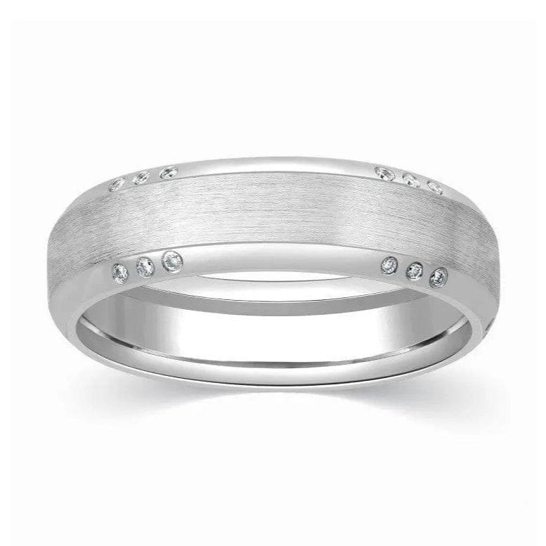 Matte Finish Platinum Ring for Men with Tiny Diamonds JL PT 295