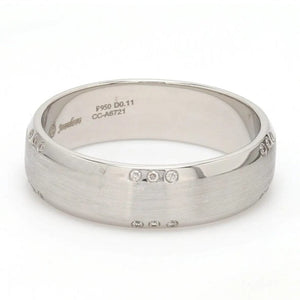 Matte Finish Platinum Ring for Men with Tiny Diamonds JL PT 295