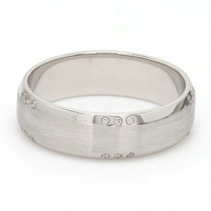 Matte Finish Platinum Ring for Men with Tiny Diamonds JL PT 295