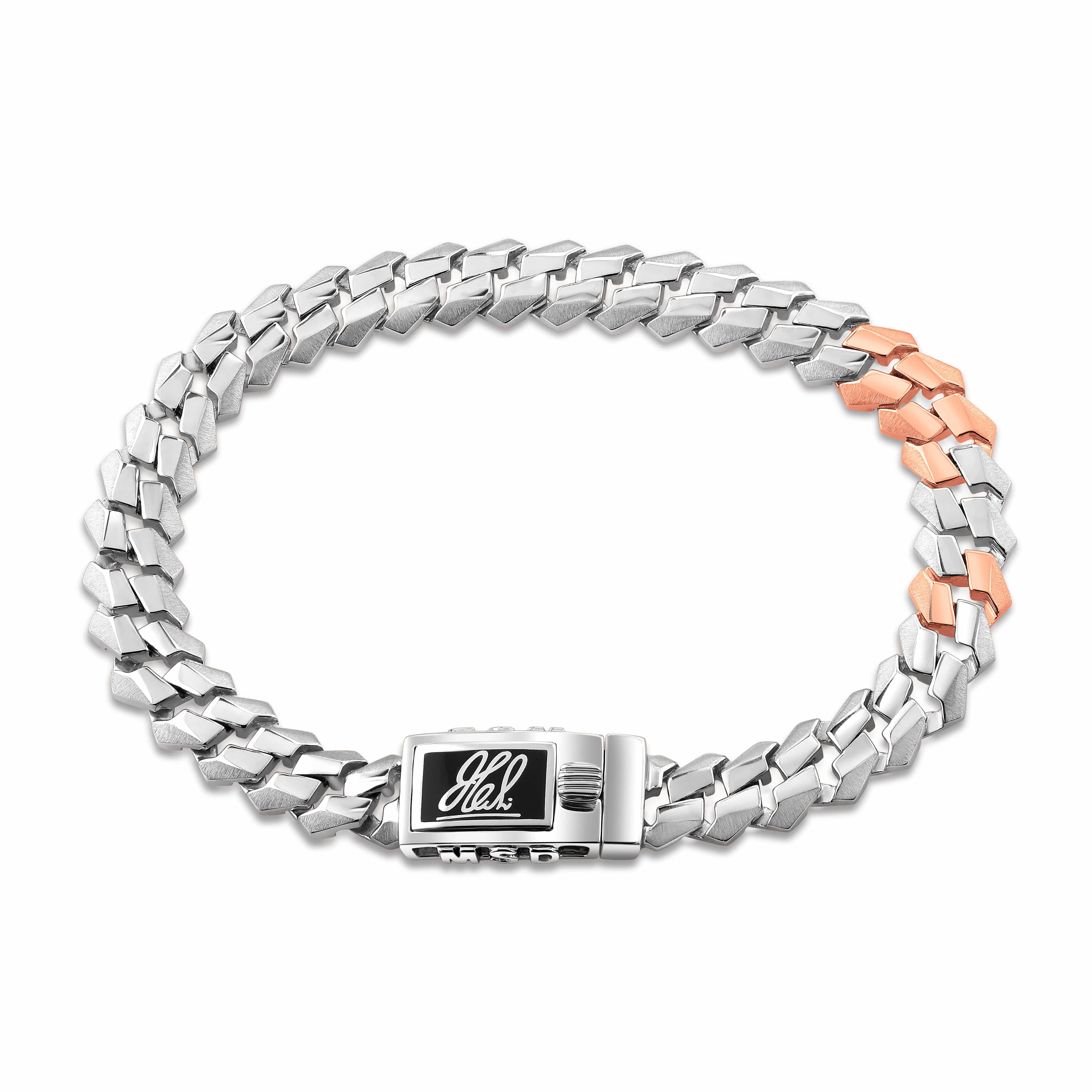 Men of Platinum | 18K Rose Gold with Black Enamel Bracelet for Men JL PTB MSD 102-RG