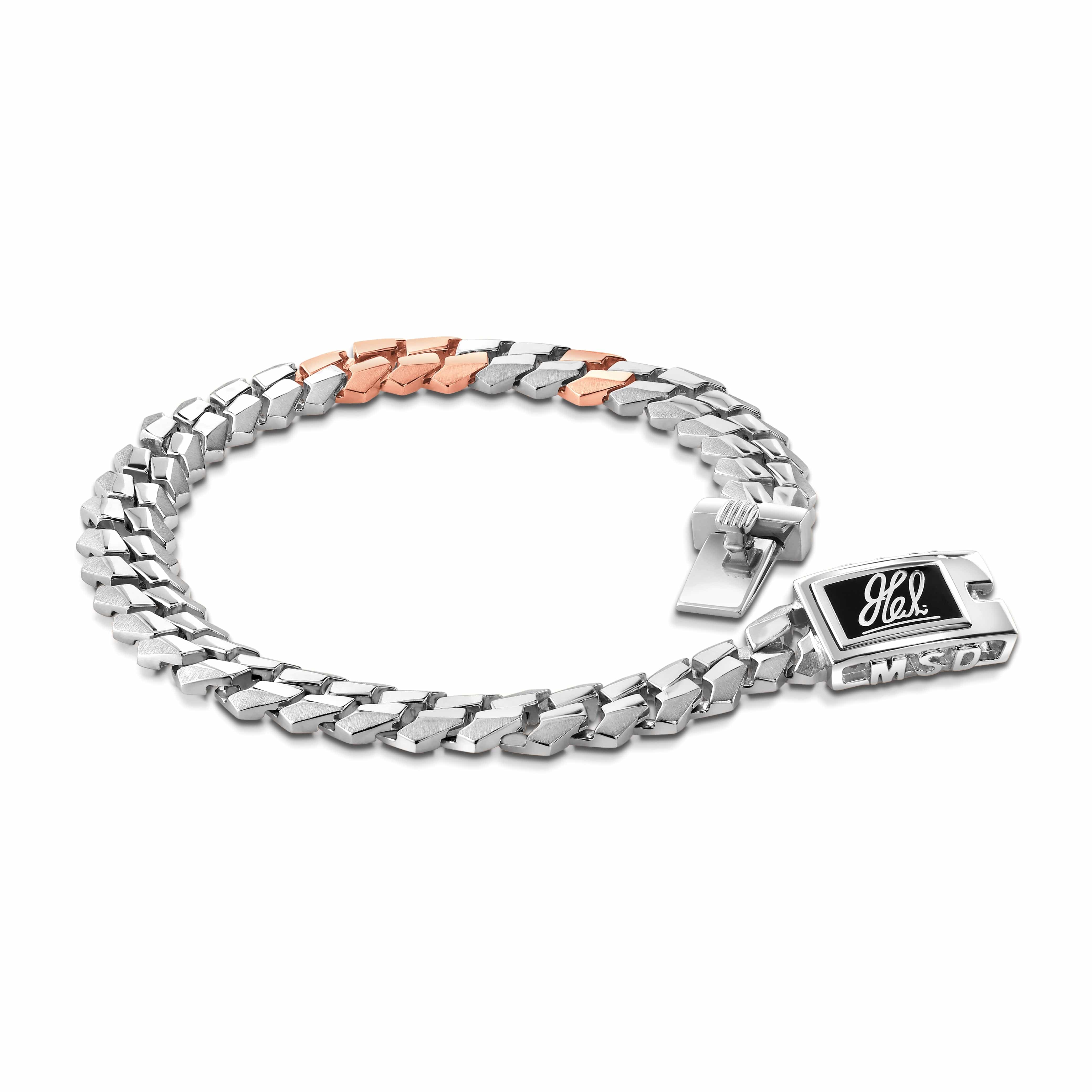 Men of Platinum | 18K Rose Gold with Black Enamel Bracelet for Men JL PTB MSD 102-RG