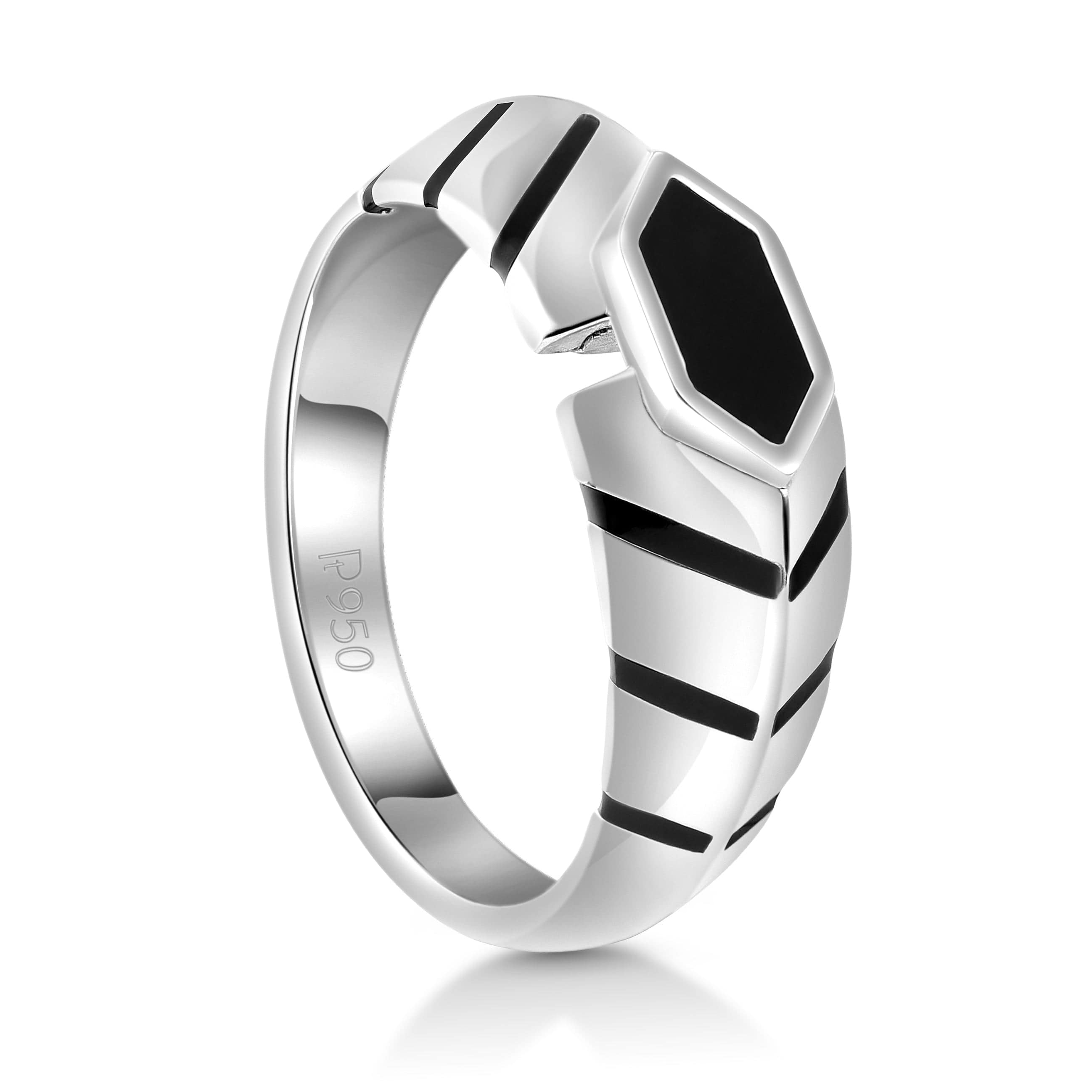 Platinum Ring with Black Enamel for Men JL PT 1310   Jewelove.US