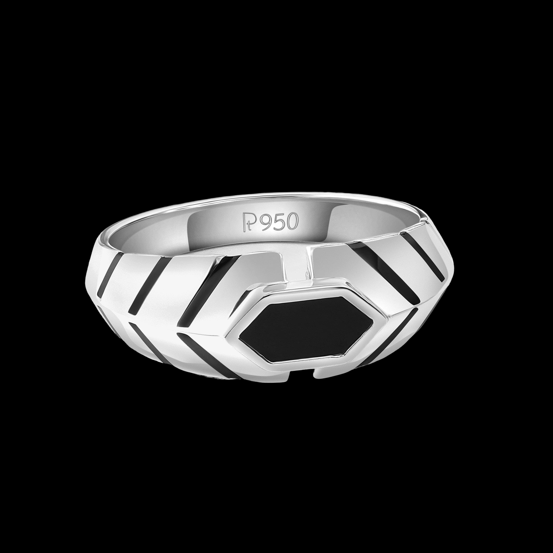 Platinum Ring with Black Enamel for Men JL PT 1310   Jewelove.US