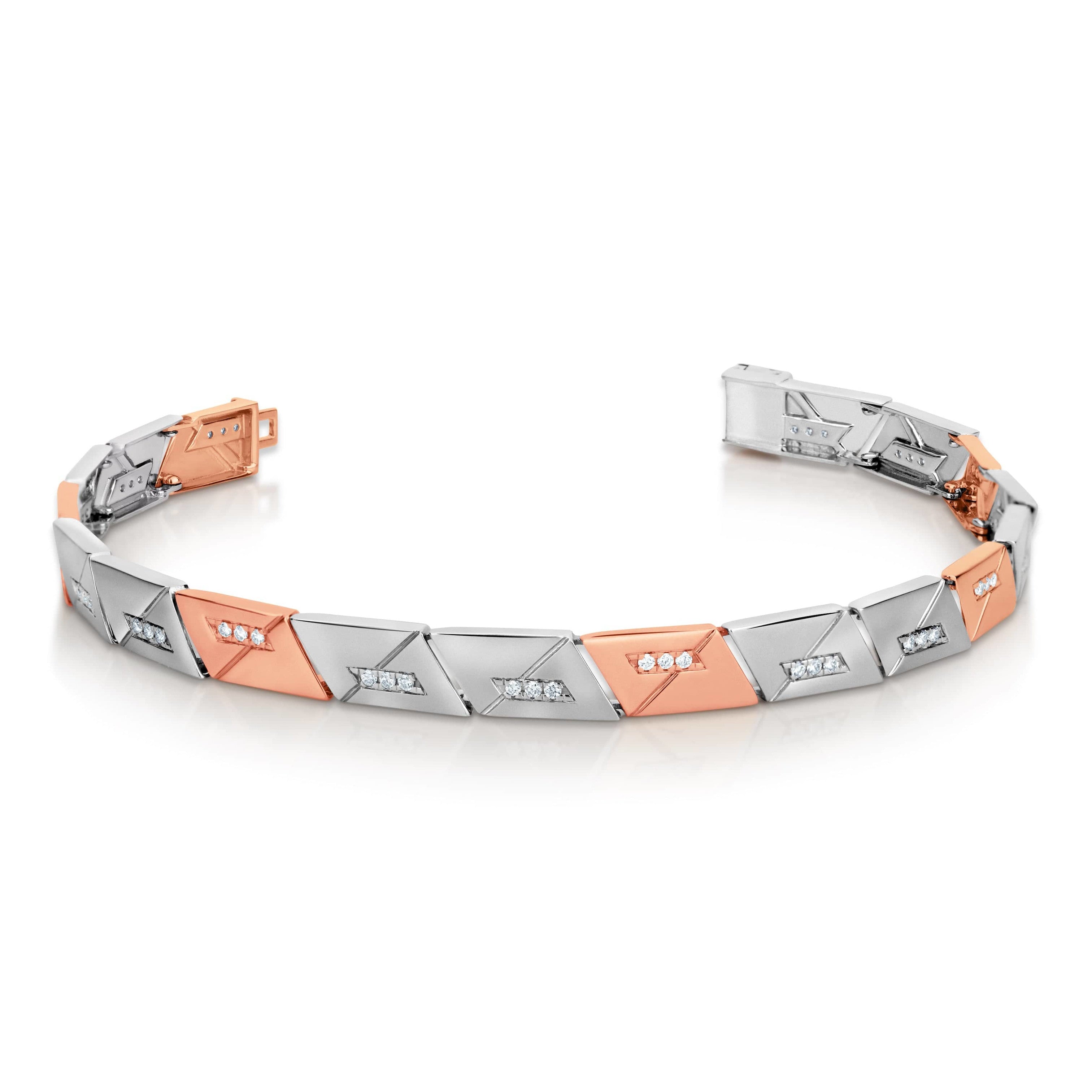 Men of Platinum | Diamond Rose Gold Fusion Geometrical Bracelet for Men JL PTB 734